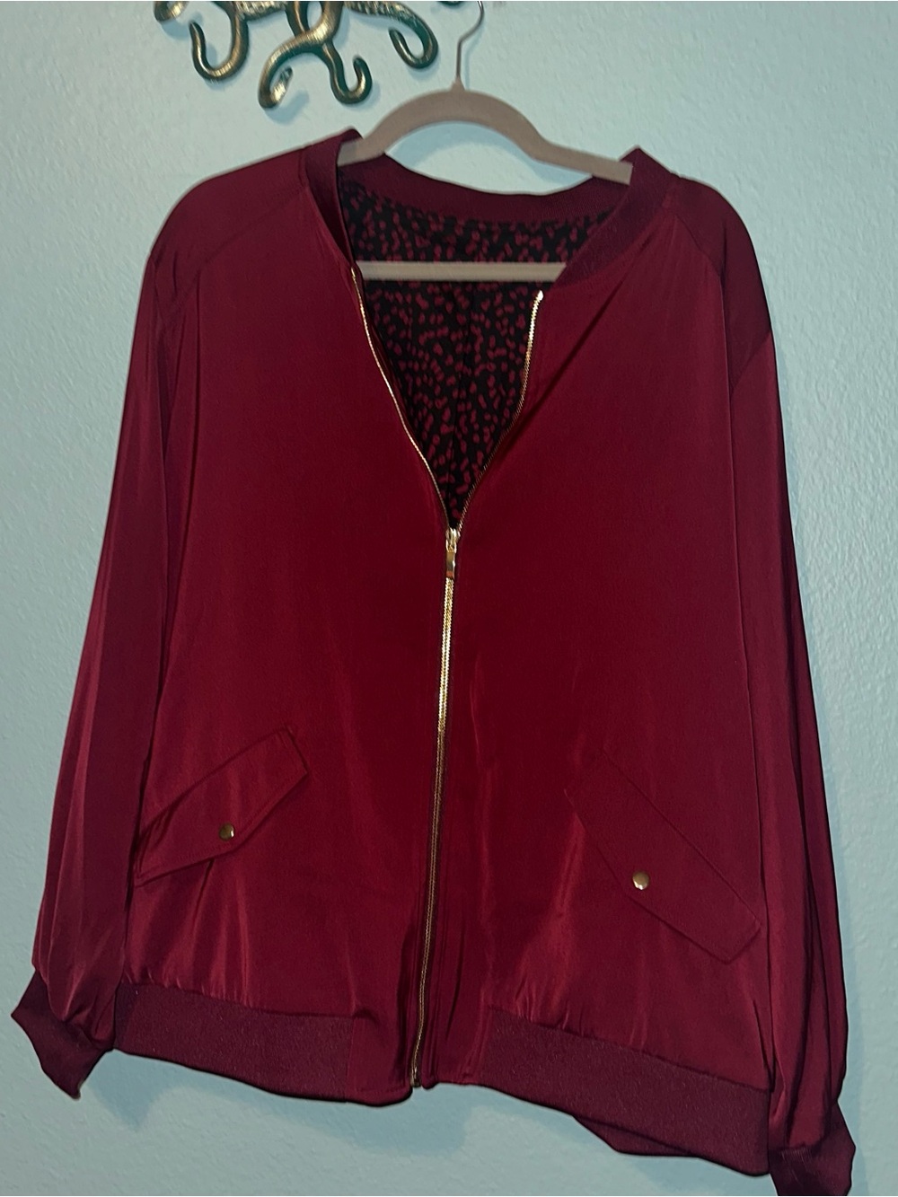Burgundy bomber jacket